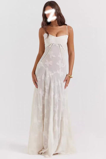 French Seaside Holiday Wind White Sling Belts With Thin Tug-And-Wearing Fairy Thoracic Dress